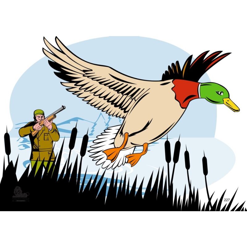 STRONGHOLD Animal Target Face - Graphics Duck with Hunter - 42 x 59 cm - hydrophobic / tear-resistant