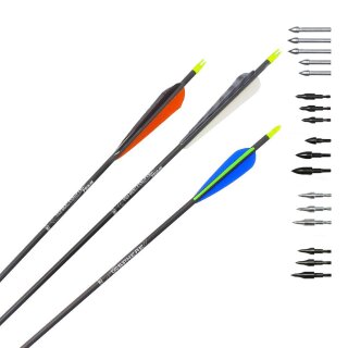 3/6/12/24PK 22" Carbon Arrows Curved Nocks Black&White Vanes Fo Crossbow Archery 