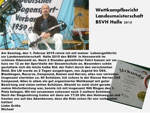 Unser Compoundschütze Michael Döppler berichtet
