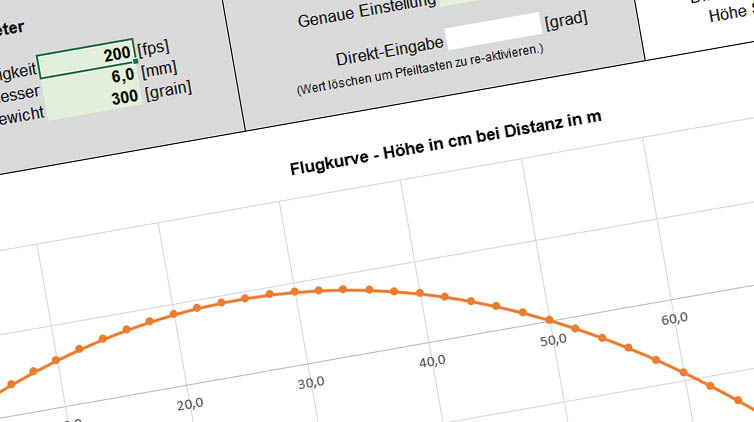 Pfeilflug Kalkulator